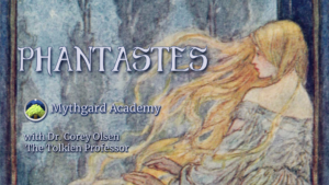 the title Phantases before a foggy-sky background and a woman turned away with magnificently flowing red hair and a delicate silhouette