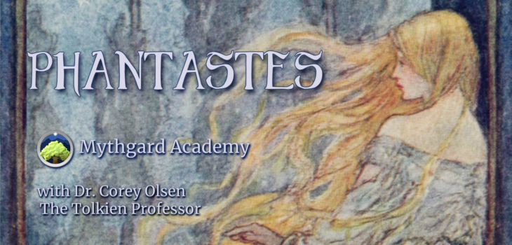 the title Phantases before a foggy-sky background and a woman turned away with magnificently flowing red hair and a delicate silhouette